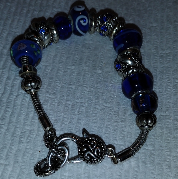 Pandora style spiner Sapphire blue bracelet - Picture 12 of 16